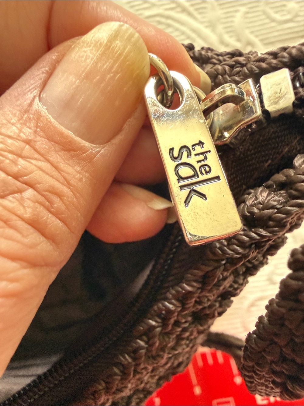 woven Dark Brown Crochet Crossbody Bag by The Sak - Picture 4 of 5